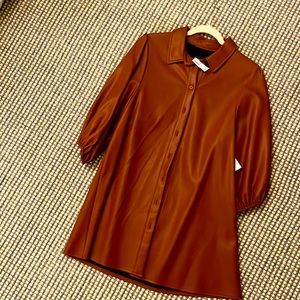 Brand new with tags button down faux leather dress